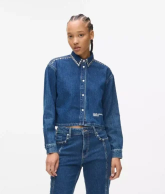 Camisa de ganga com tachas