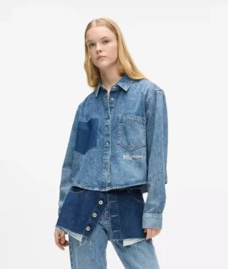 Camisa de ganga quadrada