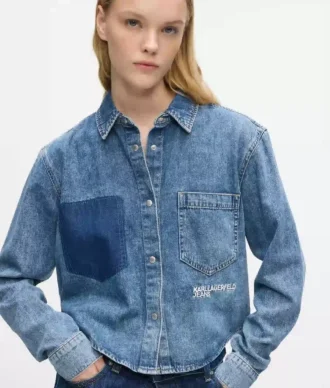 Camisa de ganga quadrada