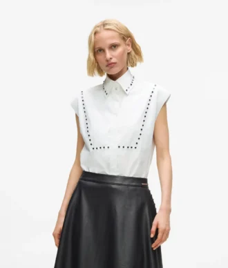 Camisa de popeline com tachas