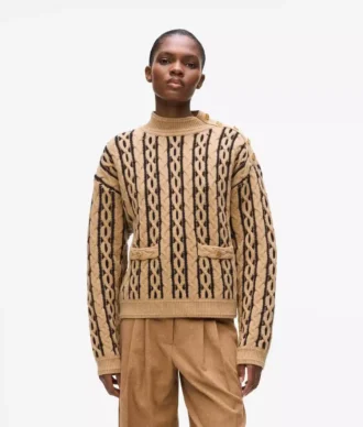 Camisola de gola alta com malha trançada