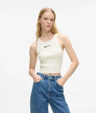 Camisola sem mangas em malha