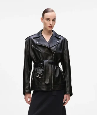 Casaco de couro oversized