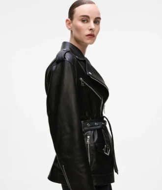Casaco de couro oversized