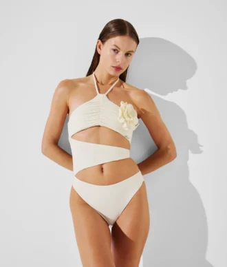FATO DE BANHO COM DECOTE HALTER FLOWER