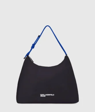 Mala de ombro grande em nylon com cordão
