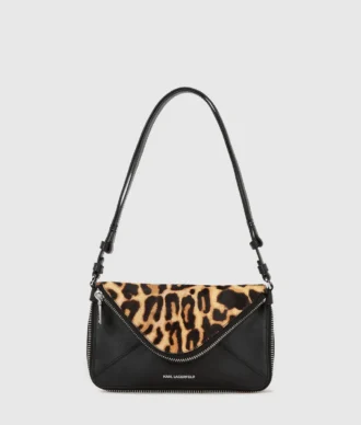 Mala de ombro K/Hardware com padrão leopardo